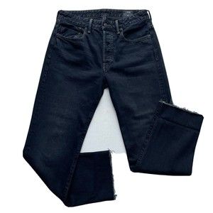 Vince Women's Black Denim Jeans Sz 27 High Waist Button Fly Cropped Ankke Jeans